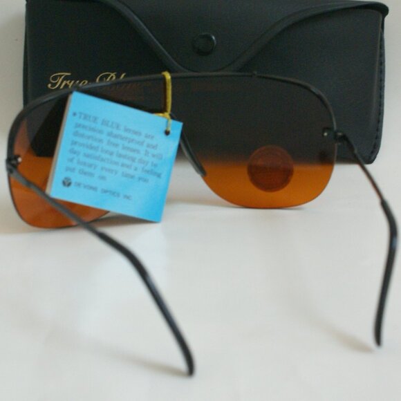 NWT True Vintage Wing style "De'Vons" logo iridium true blue blocker sunglasses - Picture 3 of 6
